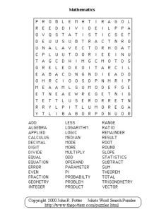 Math Word Search Answers