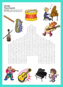 Music Word Search Kids