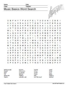 Music Word Search Printable