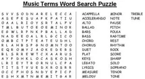 Music Word Search Puzzles