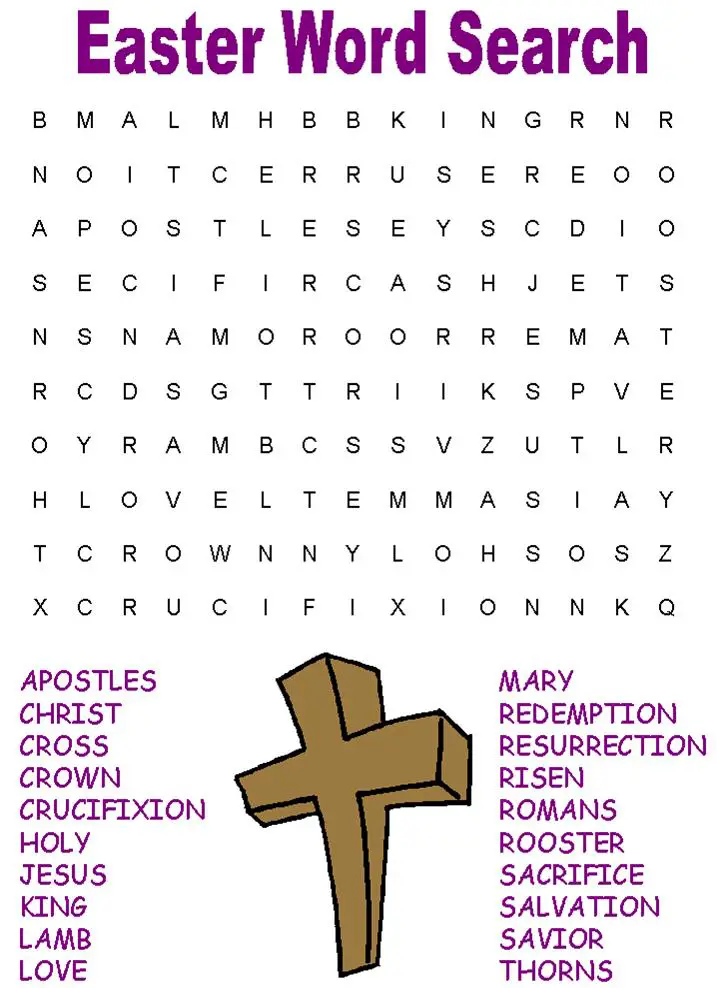 Large Print Easter Word Search Printable