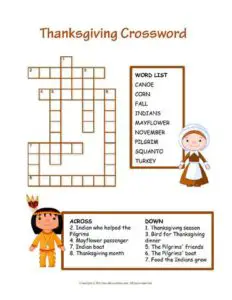 Thanksgiving Day Crossword Puzzle