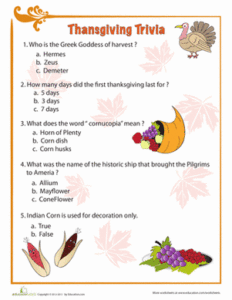 Trivia Questions about Thanksgiving