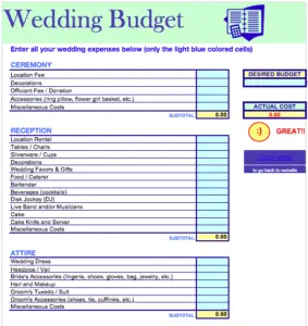 Wedding Budget Planner Spreadsheet