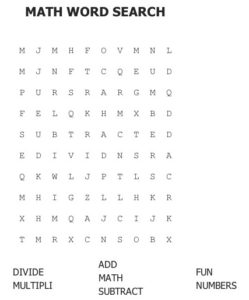 Word Search Math Terms