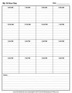 24 Hour Daily Planner Template
