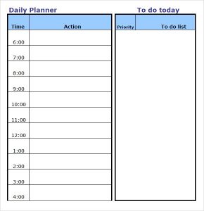 Blank Daily Planner Template