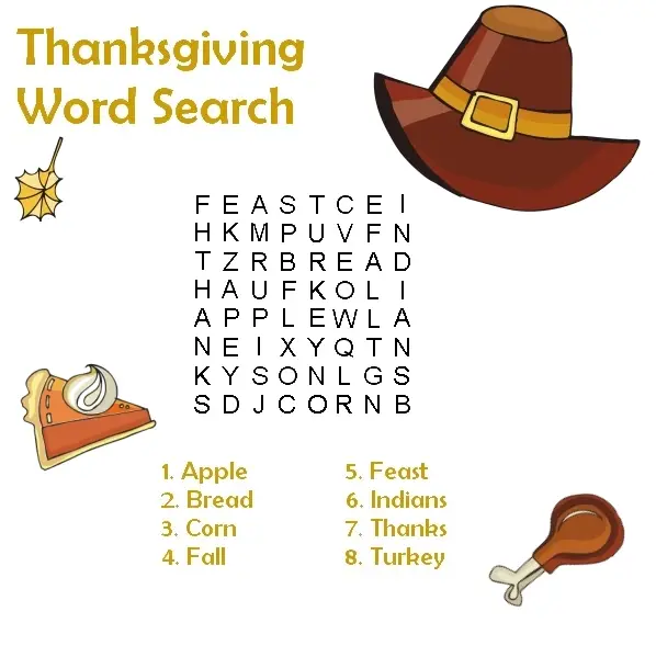 20 Thanksgiving Word Searches Kitty Baby Love