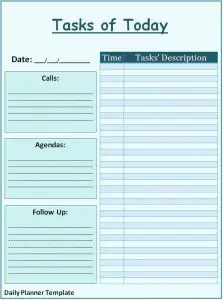 Daily Action Planner Template