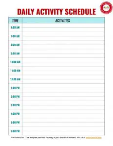 Daily Activity Planner Template