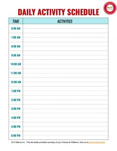 Daily Activity Planner Template