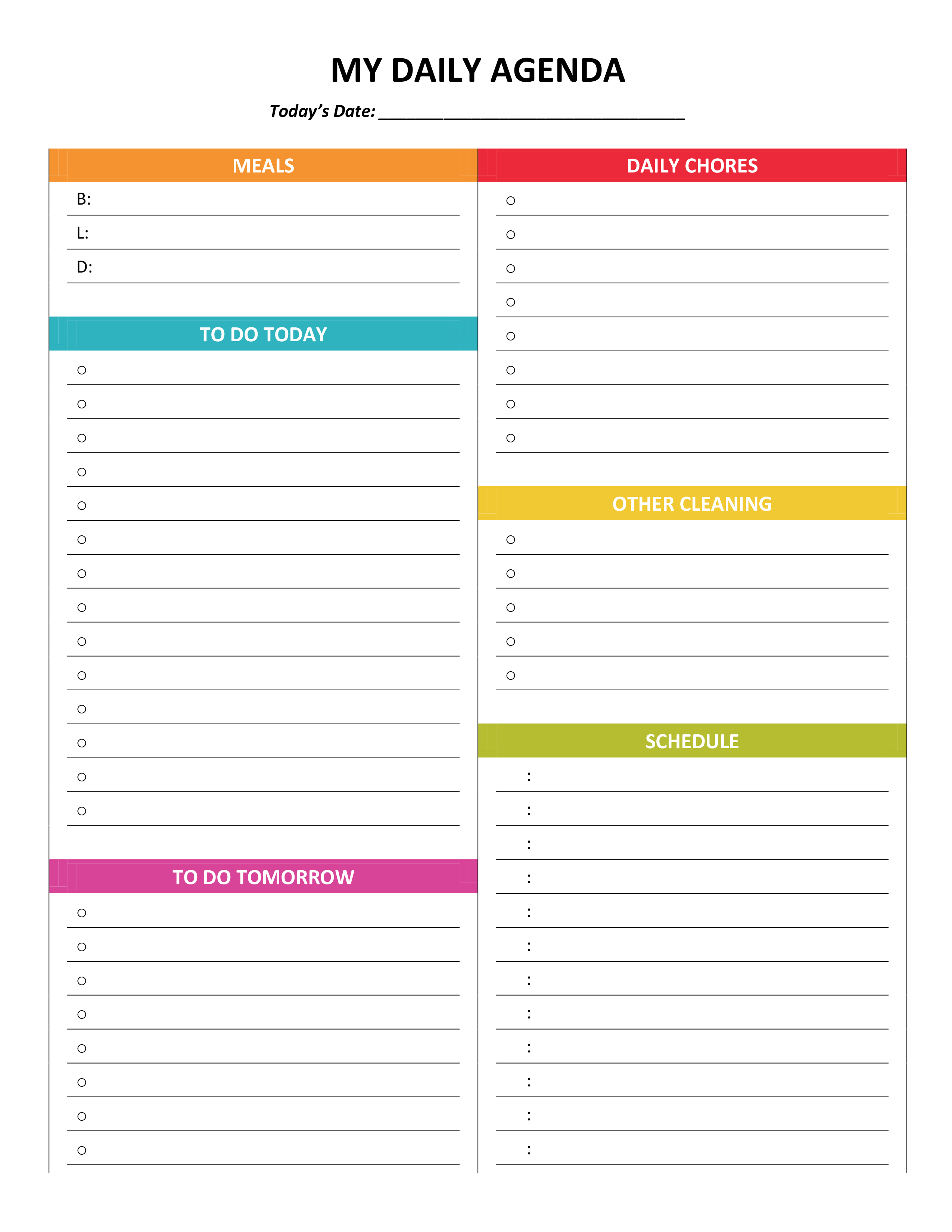 46 of the Best Printable Daily Planner Templates - Kitty Baby Love