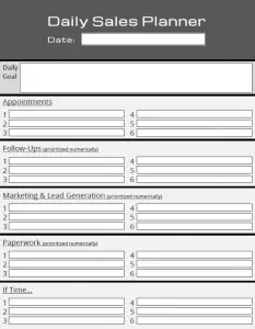 Daily Sales Planner Template