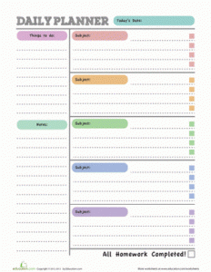 Daily School Planner Printable Free Template