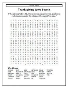 Difficult Thanksgiving Word Search