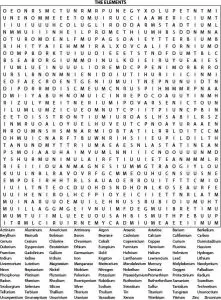 Periodic Table of Elements Word Search