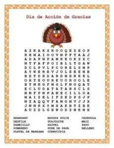 Spanish Thanksgiving Word Search