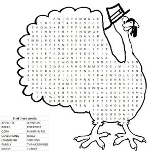 Thanksgiving Challenge Word Search