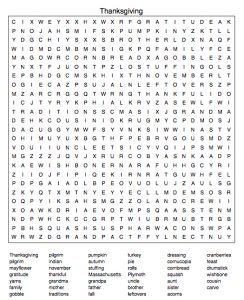 Thanksgiving Word Search