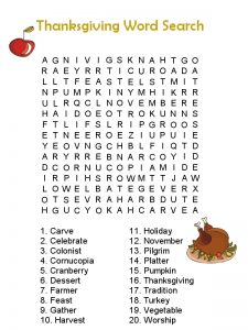 Thanksgiving Word Search Adults
