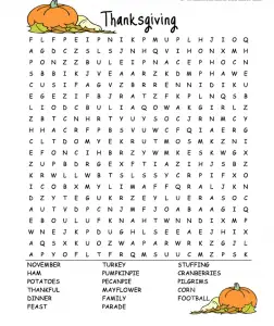 Thanksgiving Word Search Answers