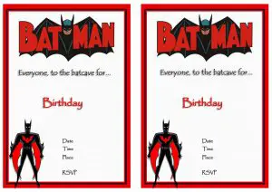 Free Printable Batman Birthday Invitations