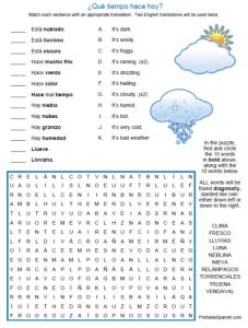 Spanish Weather Word Search