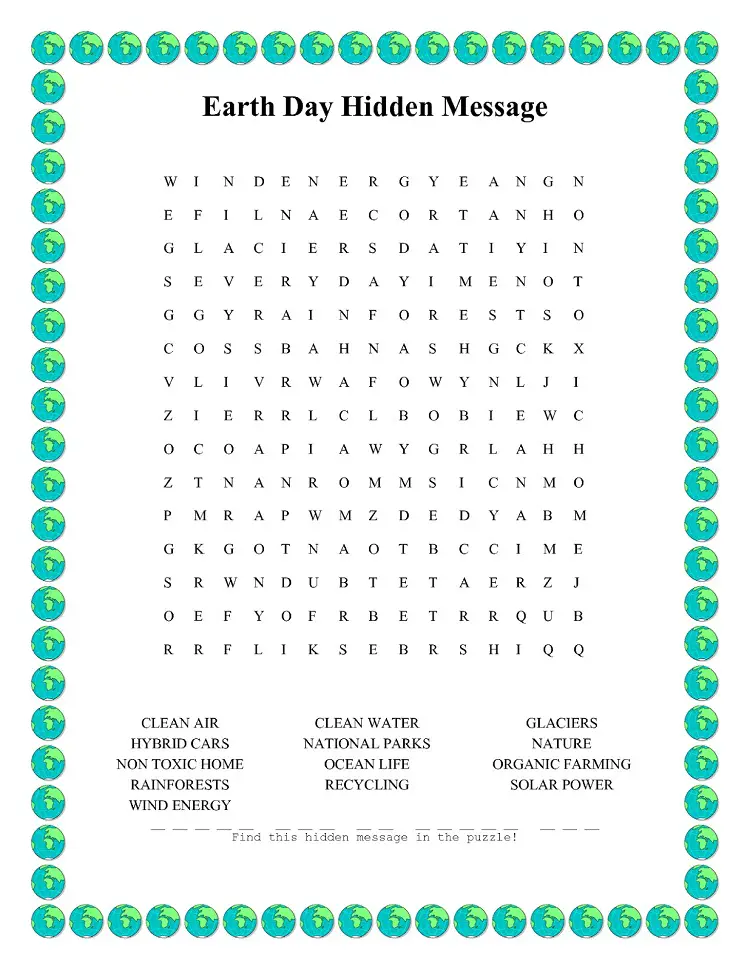 20 Earth Day Word Searches Kitty Baby Love