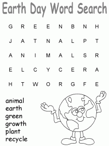 Earth Day Word Search Easy