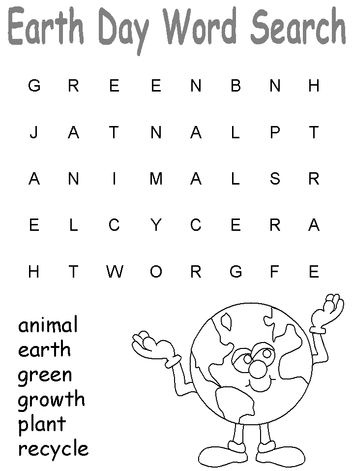 20 Earth Day Word Searches Kitty Baby Love