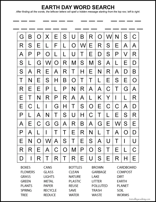 20 Earth Day Word Searches Kitty Baby Love