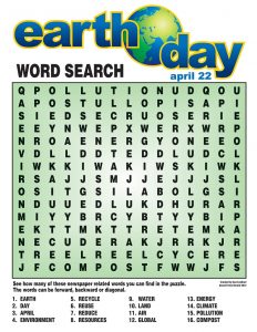 Earth Day Word Search for High School