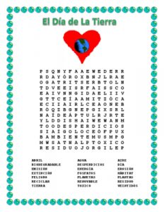 Earth Day Word Search in Spanish