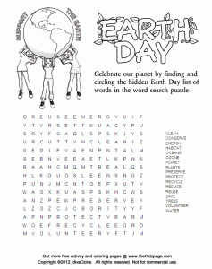 Free Earth Day Word Search Worksheets
