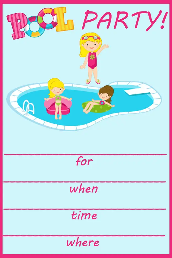 Pool Party Birthday Invitation Template