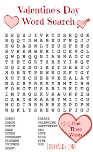 Kids Valentine Word Search