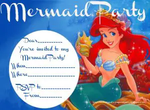 Little Mermaid Pool Party Invitations
