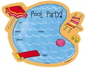 Swimming Pool Birthday Party Invitations