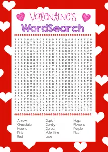 Valentine Word Search Puzzles