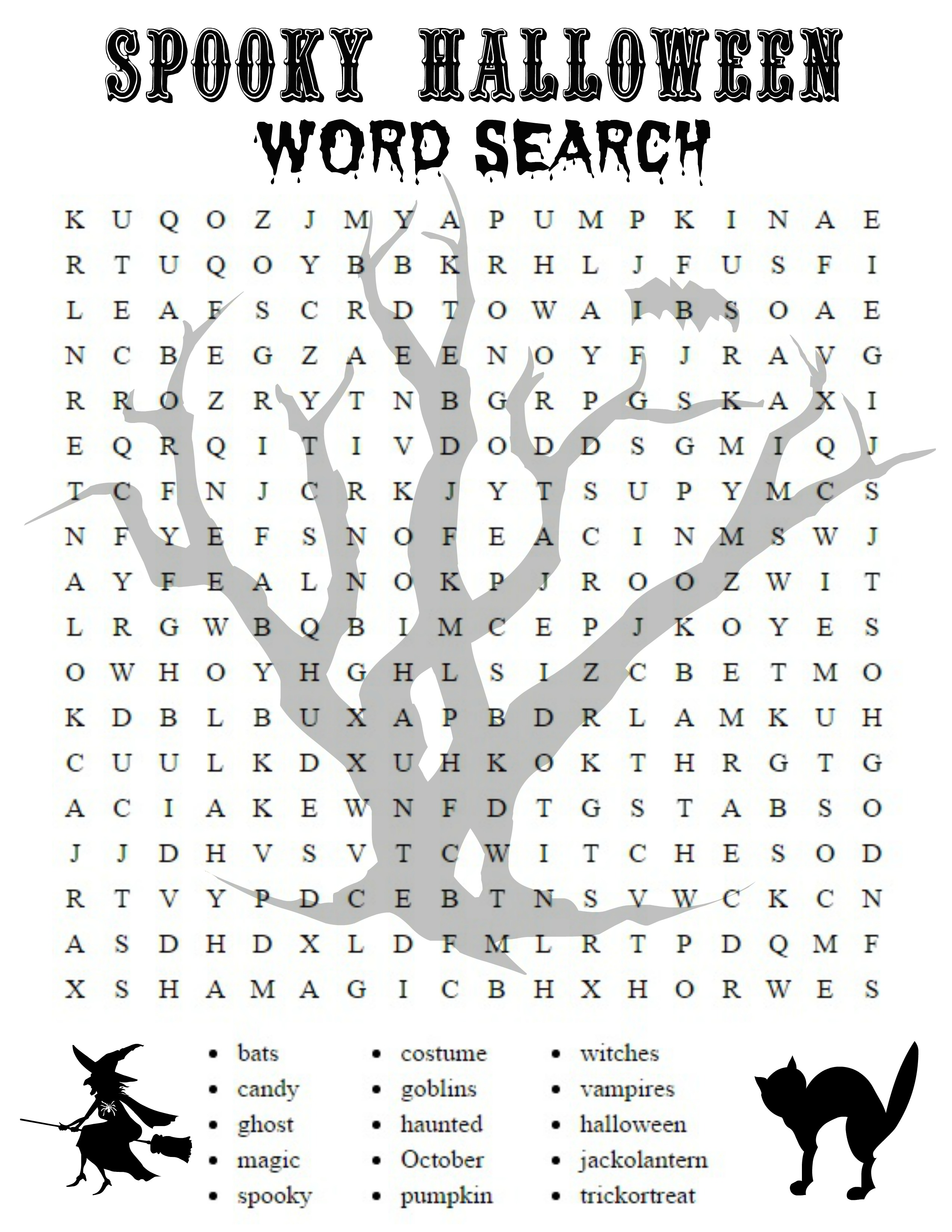 26 Spooky Halloween Word Searches KittyBabyLove