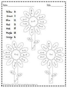 Addition Color by Number Free Printables