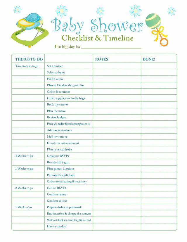 24 Helpful Baby Shower Checklists KittyBabyLove