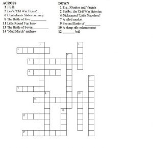 Civil War Crossword Puzzle