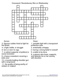Civil War Crossword Puzzle American Revolution