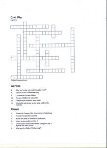 Civil War Crossword Puzzle Answers