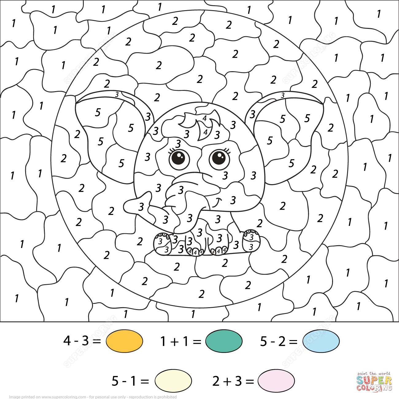 color by number addition kindergarten