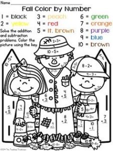 Color by Number Addition and Subtraction Worksheets