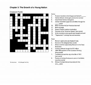 Crossword Puzzle the Civil War Period