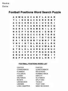 Football Crossword Puzzle Printable