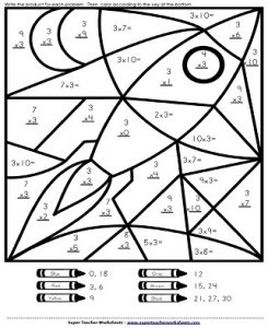 Multiplication Color by Number Printables